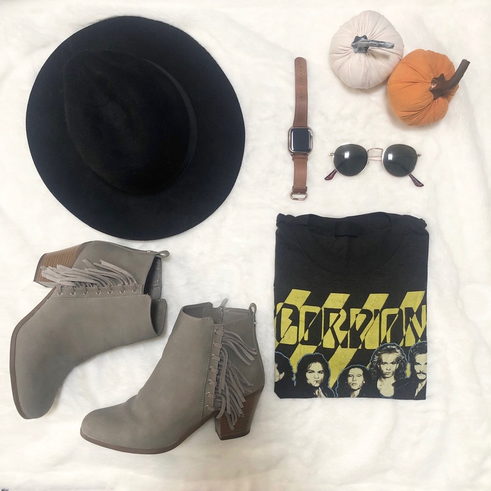 Sam Edelman Circus Taupe Fringe Booties